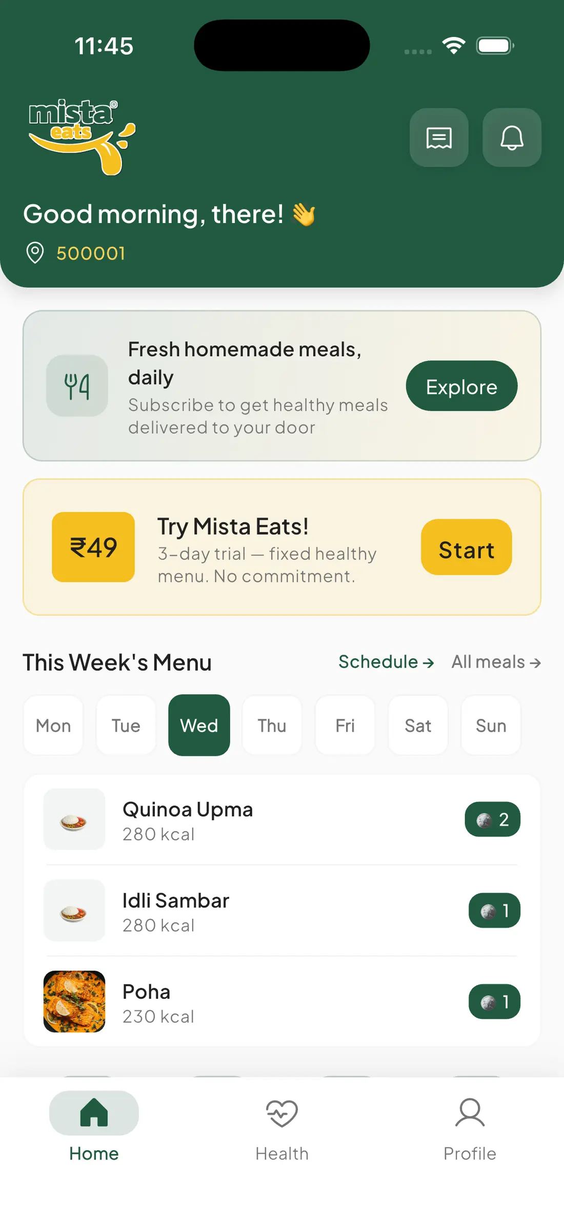 Mista Eats customer site
