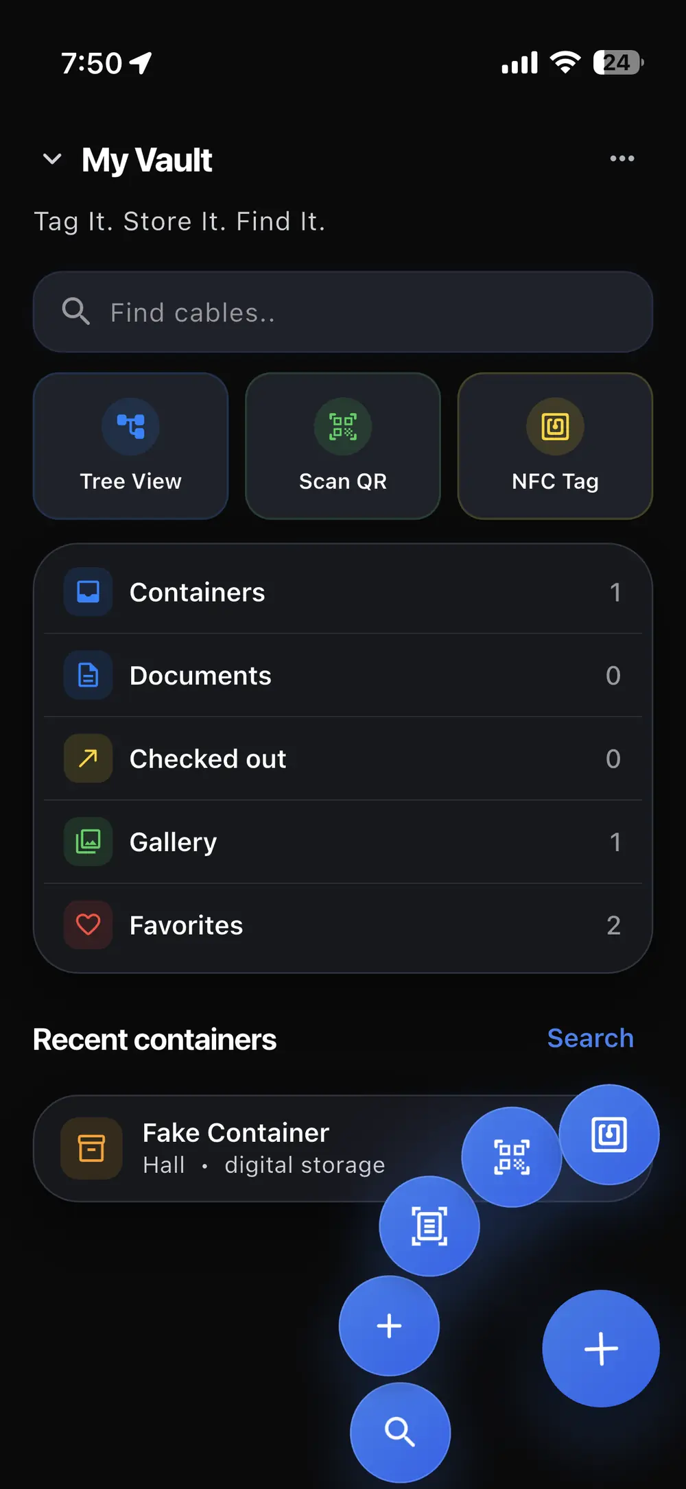 TagVault app screen